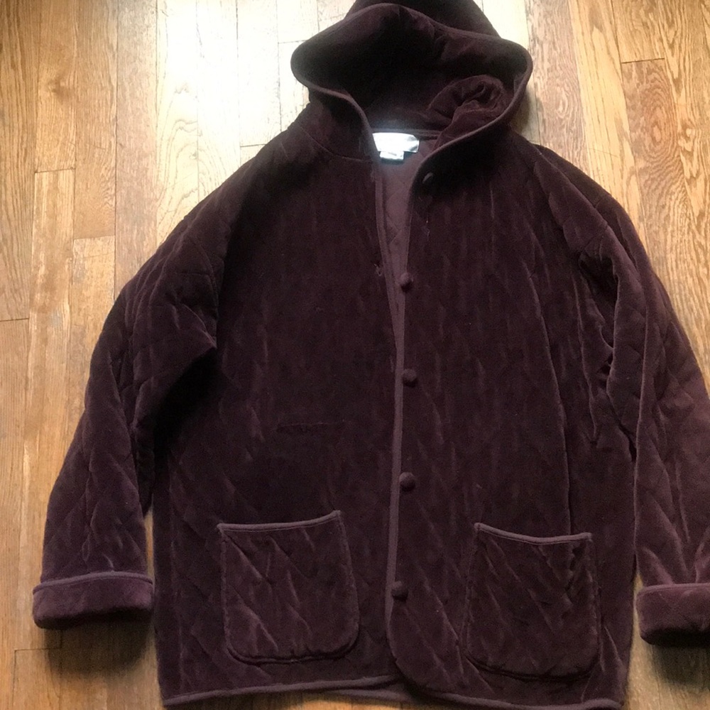 Jones New York quilted velvet plum colored jacket